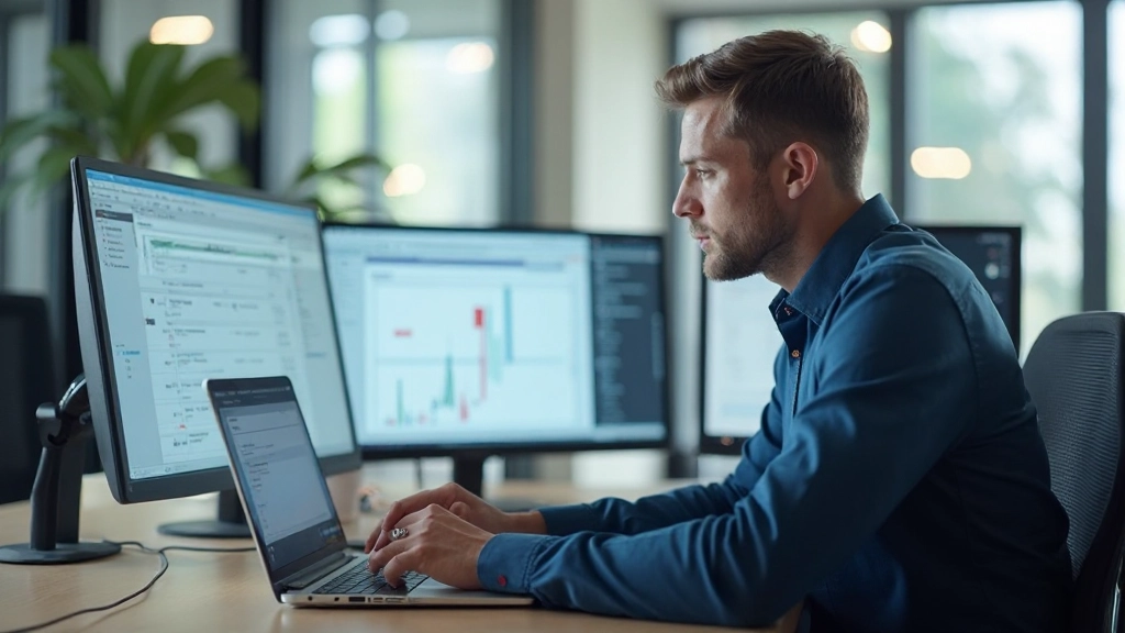 Рабочее пространство с несколькими экранами и приложениями для управления проектами