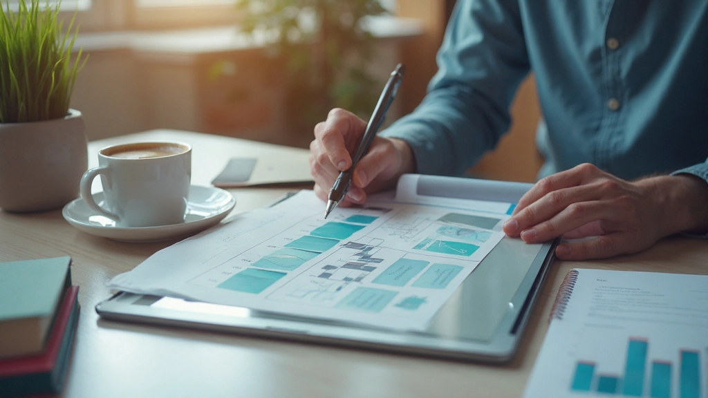 Менеджер проектов работает с диаграммой Ганта на планшете