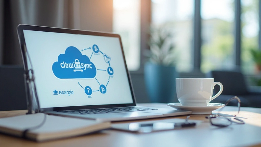 Профессиональное рабочее пространство с ноутбуком и облачными сервисами